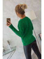 Pletený svetr s výstřihem do V světle zelený