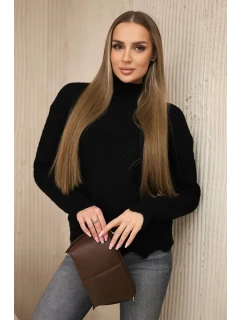 Sveter s ozdobným volánikom čierny