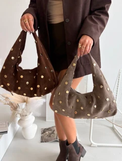 Kožená semišová kabelka s zdobením tmavě béžová model 21721804 - Boto