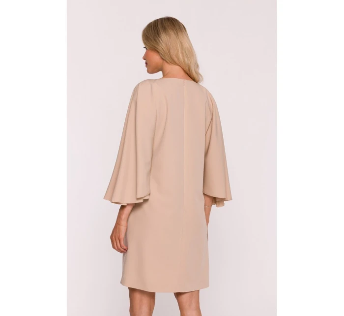 model 21470730 Mini šaty s netopýřími rukávy béžové - STYLOVE