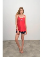 Dámské pyžamo model 18972786 Červená / tmavě modrá - Vamp Dámské pyžamo model 18972786 Červená / tmavě modrá - Vamp