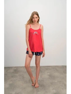 Dámské pyžamo model 18972786 Červená / tmavě modrá - Vamp