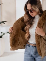 Dámská zimní bunda krátká s kožešinou světle hnědá Dstreet model 21991174 - FashionStreet
