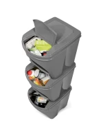 Odpadkové koše 25 l SORTIBOX SET 3 PACK OF GRAY STONE detské