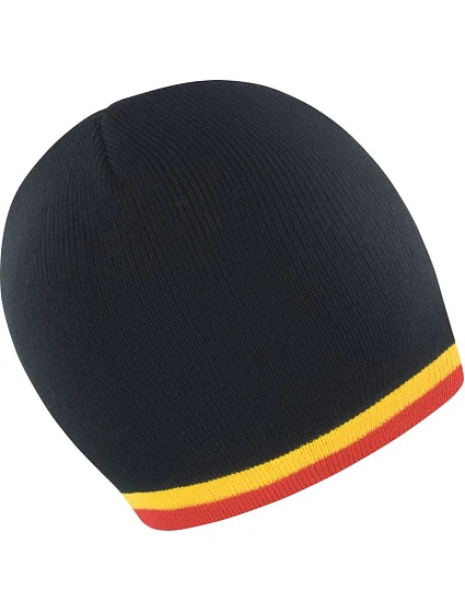 Result Headwear R 368X Pletená čiapka s kontrastnými pruhmi 28.368X čierna/žltá-červená Result Headwear R 368X Pletená čiapka s kontrastnými pruhmi 28.368X čierna/žltá-červená
