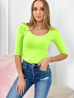 Halenka s kulatým výstřihem zelená neonová