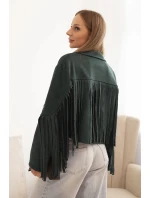 Dámska semišová bunda s okrajmi tmavozelená Dámska semišová bunda s okrajmi tmavozelená