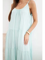 Dámské viskózové šaty na model 22141204 ramínkách mátová - K-Fashion