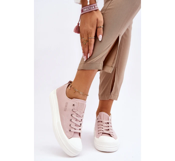 Niskie Sznurowane Tenisówki Big Star LL274970 Nude