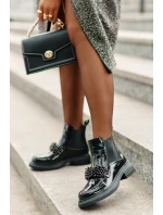 Kožené Lakované Botky S Dekorací Nazouvací Zateplené Černé model 21675534 - EVENTO