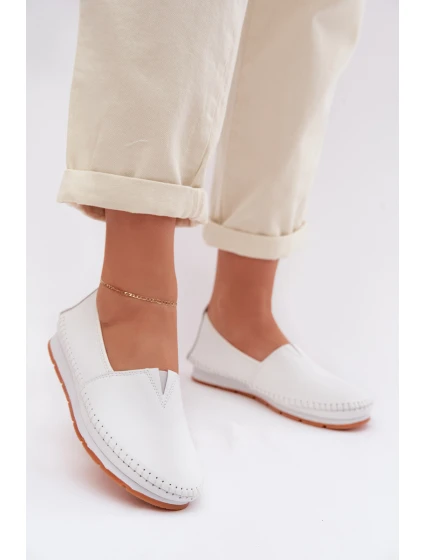 Kožené dámské polobotky model 22013910 Bílé - S.Barski Kožené dámské polobotky model 22013910 Bílé - S.Barski