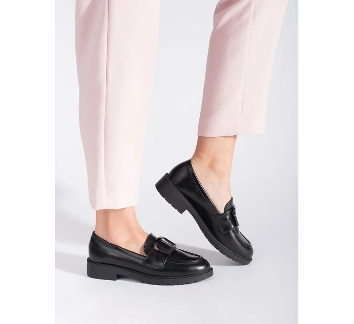 Dámske pohodlné čierne mokasíny bez podpätku Dámske pohodlné čierne mokasíny bez podpätku