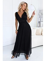 model 22302475 Elegantní maxi šaty s výstřihem do V a odhalenými zády – černé - numoco basic model 22302475 Elegantní maxi šaty s výstřihem do V a odhalenými zády – černé - numoco basic