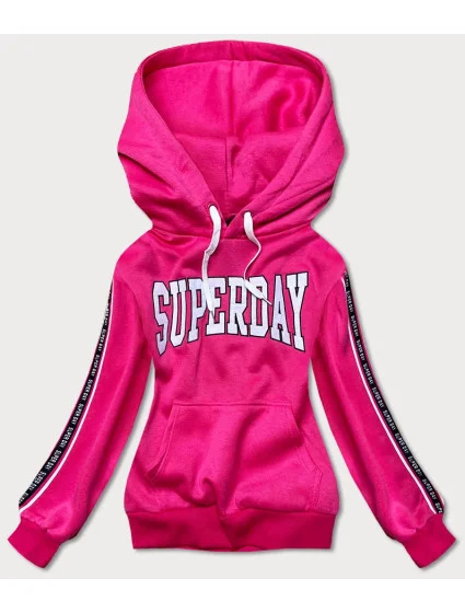 Krátka ružová dámska mikina s nápismi (26014)