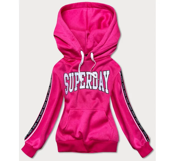 Krátka ružová dámska mikina s nápismi (26014)