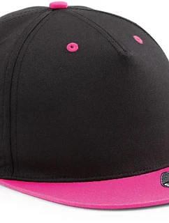 Beechfield B 610C 5-panelová snapbacková čiapka s kontrastným lemom 53.610C čierna/fuchsiová