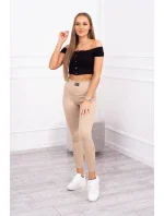 Žebrované legíny béžové Žebrované legíny béžové