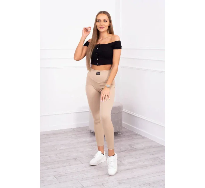 Žebrované legíny béžové Žebrované legíny béžové