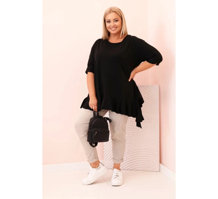 Dámská blůza Plus Size s model 21259110 kapsou a ohrnutým rukávem kiwi - K-Fashion Dámská blůza Plus Size s model 21259110 kapsou a ohrnutým rukávem kiwi - K-Fashion