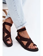 sandály z přírodního semiše  Čokoládové model 22140913 - D&A