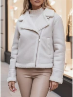 Dámská semišová bunda s ovčí kůží bílá Dstreet model 21995420 - FashionStreet