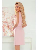 Špinavo ružové dámske šaty so zlatým zipsom a zaväzovaním 380-2 Špinavo ružové dámske šaty so zlatým zipsom a zaväzovaním 380-2