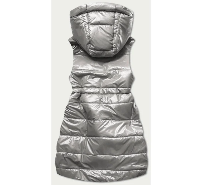 Lesklá vesta v grafitovej farbe s kapucňou (B9733-70) Lesklá vesta v grafitovej farbe s kapucňou (B9733-70)