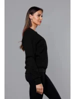 Čierna dámska tepláková mikina so sťahovacími lemami (W01-3)