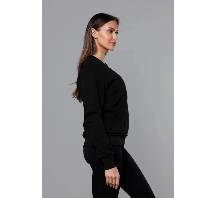 Čierna dámska tepláková mikina so sťahovacími lemami (W01-3)