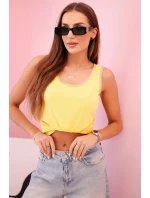 Dámská halenka na ramínka s ozdobným lemem žlutý