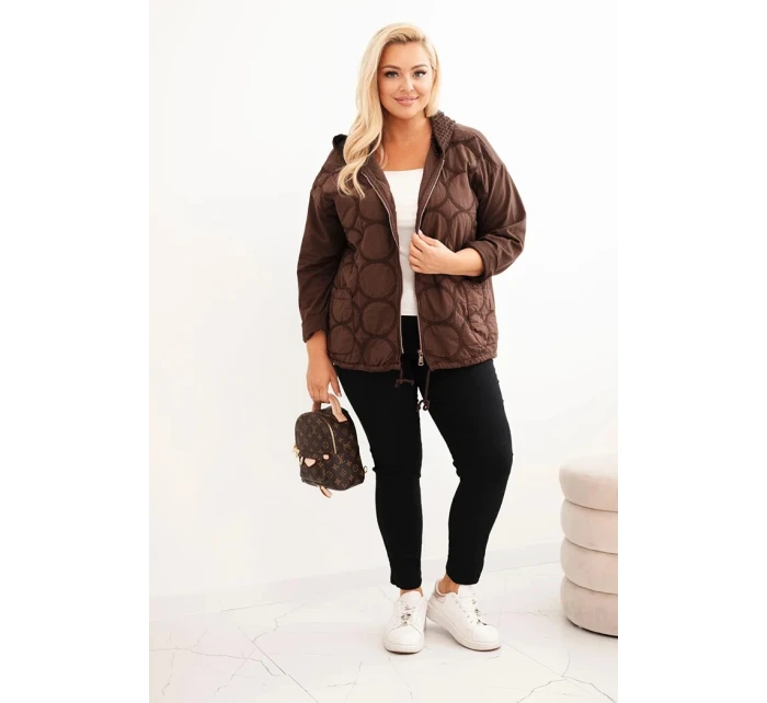 Dámske Plus veľkosť mikina na zips Brown