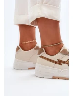 Sneakersy Damskie Na Platformie Beżowe Zeparine Sneakersy Damskie Na Platformie Beżowe Zeparine