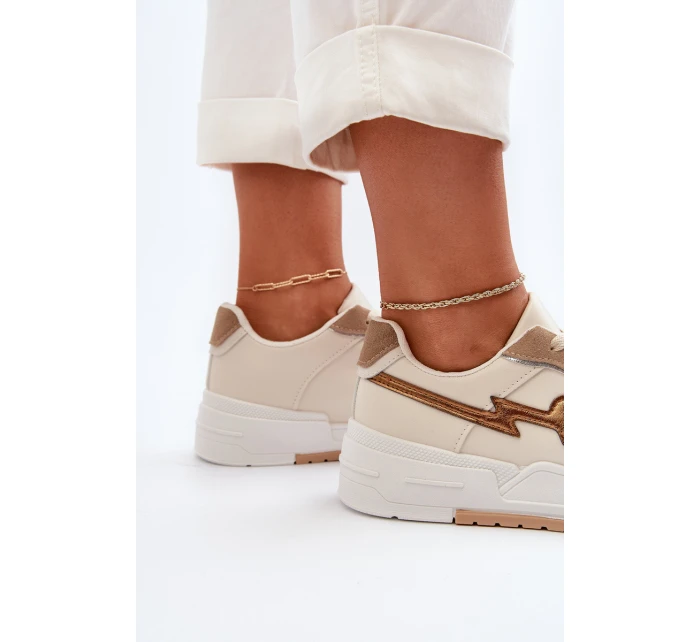 Sneakersy Damskie Na Platformie Beżowe Zeparine Sneakersy Damskie Na Platformie Beżowe Zeparine