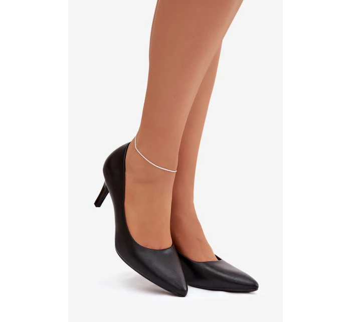 Kožené lodičky model 21821724 Černé - SERGIO LEONE