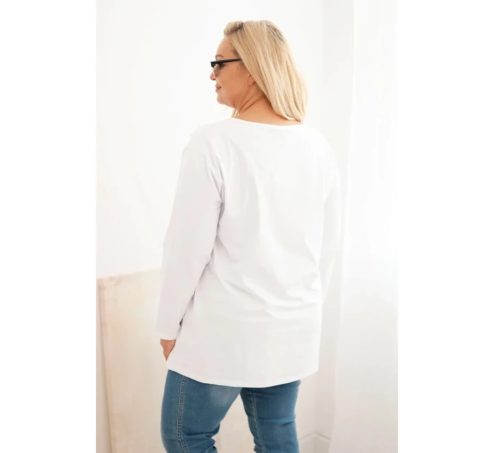 Dámská blůza Plus Size s lodičkovým výstřihem bílá