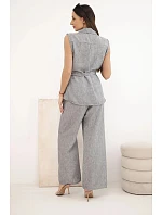 Dámska súprava s blúzkou s kravatou a širokými nohavicami grafitová Dámska súprava s blúzkou s kravatou a širokými nohavicami grafitová