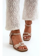 Skórzane Sandały Na Słupku Maciejka 06029-25 Złote