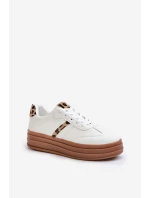 Sneakersy Damskie Na Platformie Panterka Białe Dravinnia Sneakersy Damskie Na Platformie Panterka Białe Dravinnia