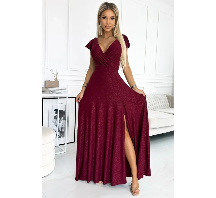 Dámske šaty 411-8 CRYSTAL burgundy - Numoco