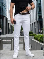 Pánske džínsy slim fit s opaskom biele FashionStreet UX4498 Pánske džínsy slim fit s opaskom biele FashionStreet UX4498