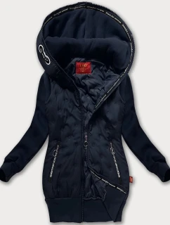 Tmavomodrá dámska bunda s kapucňou LHD (AMG-162A)