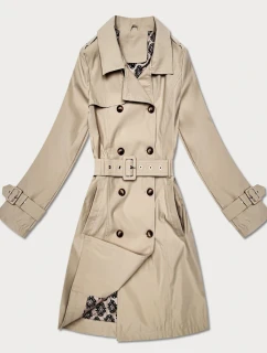 Płaszcz damski typu trencz z paskiem Goodlookin jasny beżowy (KK60416-3#)
