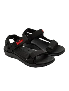 Lee Cooper pánske sandále na suchý zips na letnú pláž svetlo čierne