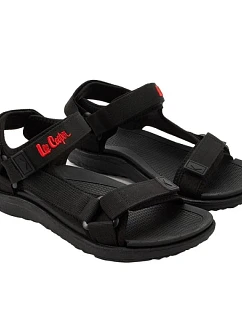 Lee Cooper pánske sandále na suchý zips na letnú pláž svetlo čierne