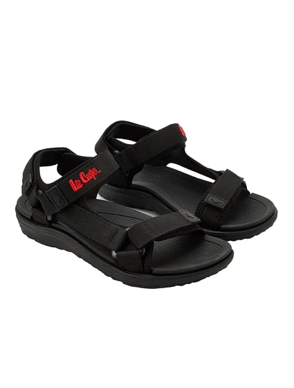 Lee Cooper pánske sandále na suchý zips na letnú pláž svetlo čierne