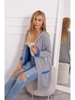 Dvojfarebná pláštenka s kapucňou nevädza + sivá Dvojfarebná pláštenka s kapucňou nevädza + sivá