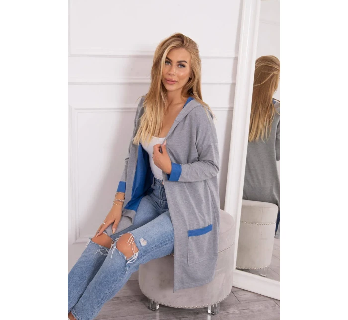 Dvojfarebná pláštenka s kapucňou nevädza + sivá Dvojfarebná pláštenka s kapucňou nevädza + sivá