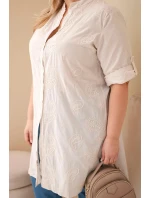 Dámská sukně Plus Size s model 21959154 a ohrnutým rukávem béžová - K-Fashion