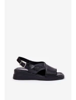 Lakierowane Sandały Damskie Na Koturnie Z Eko Skóry Czarne Quilara Lakierowane Sandały Damskie Na Koturnie Z Eko Skóry Czarne Quilara