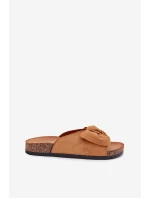 Klapki Damskie Na Korkowej Podeszwie Kokardką Camel Seressa Klapki Damskie Na Korkowej Podeszwie Kokardką Camel Seressa